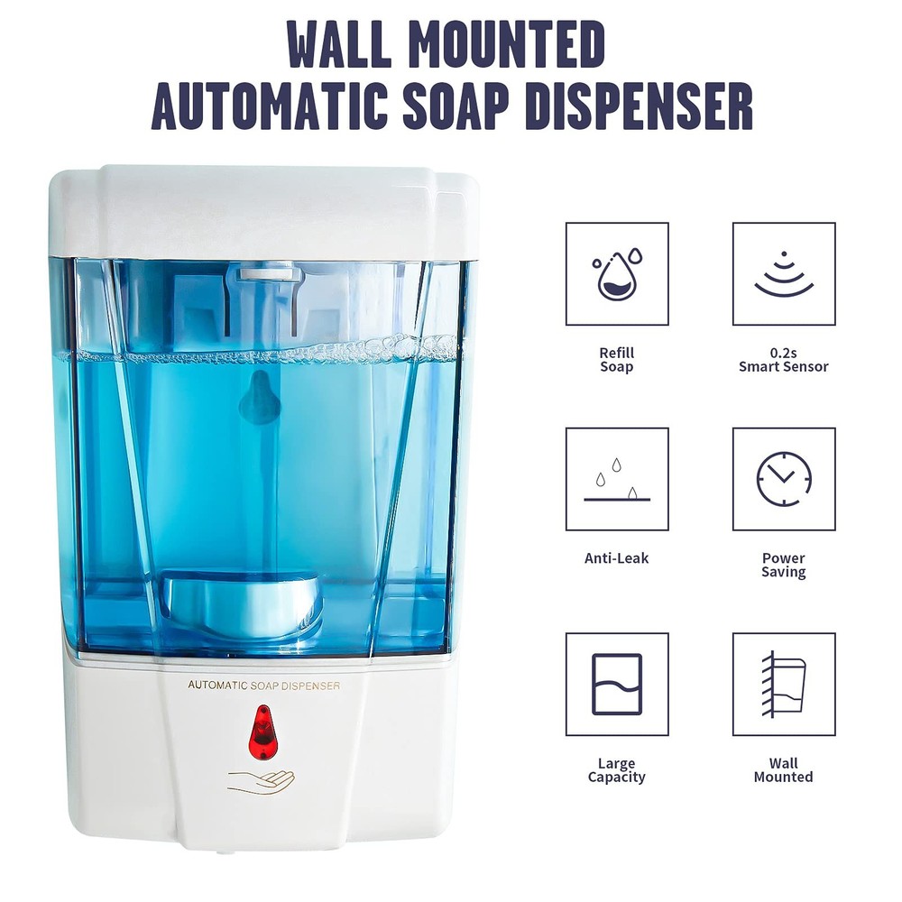 PLUSSEN Soap Dispenser Wall Mount, Automatic Hand Sanitizer White-600ml