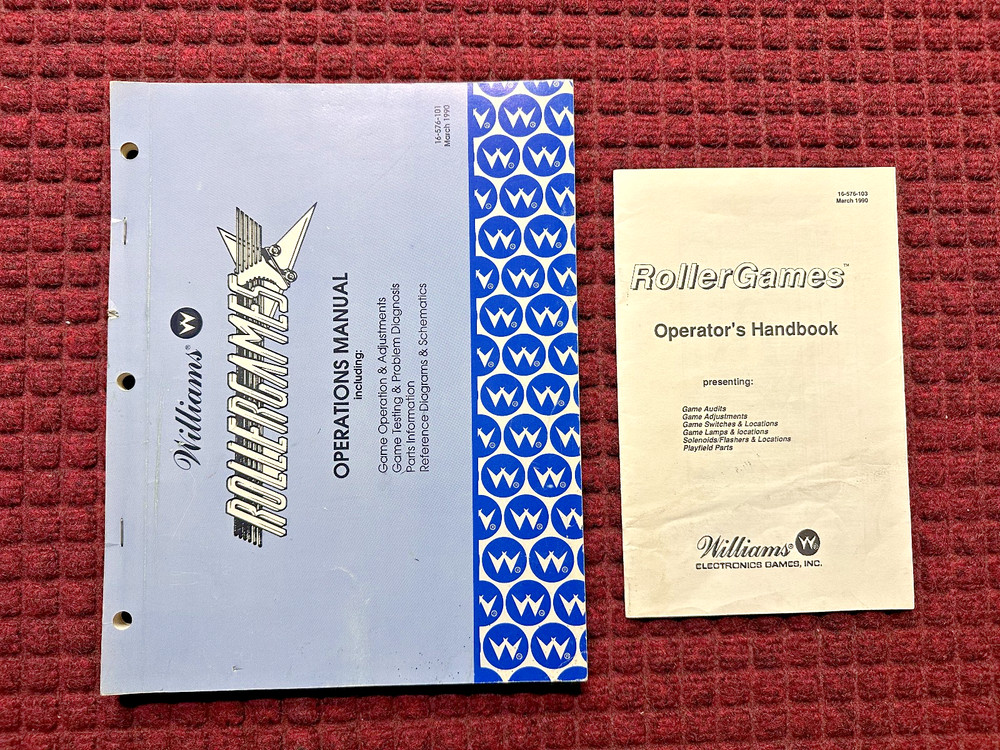 Williams Rollergames Pinball Manual + Operators Handbook - Original