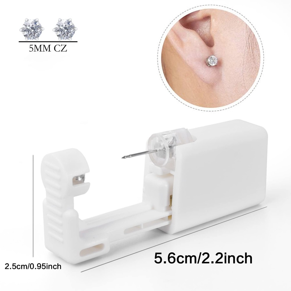 Disposable Ear Piercing Kit: 2 Guns with Preloaded 5MM Studs for Home Use