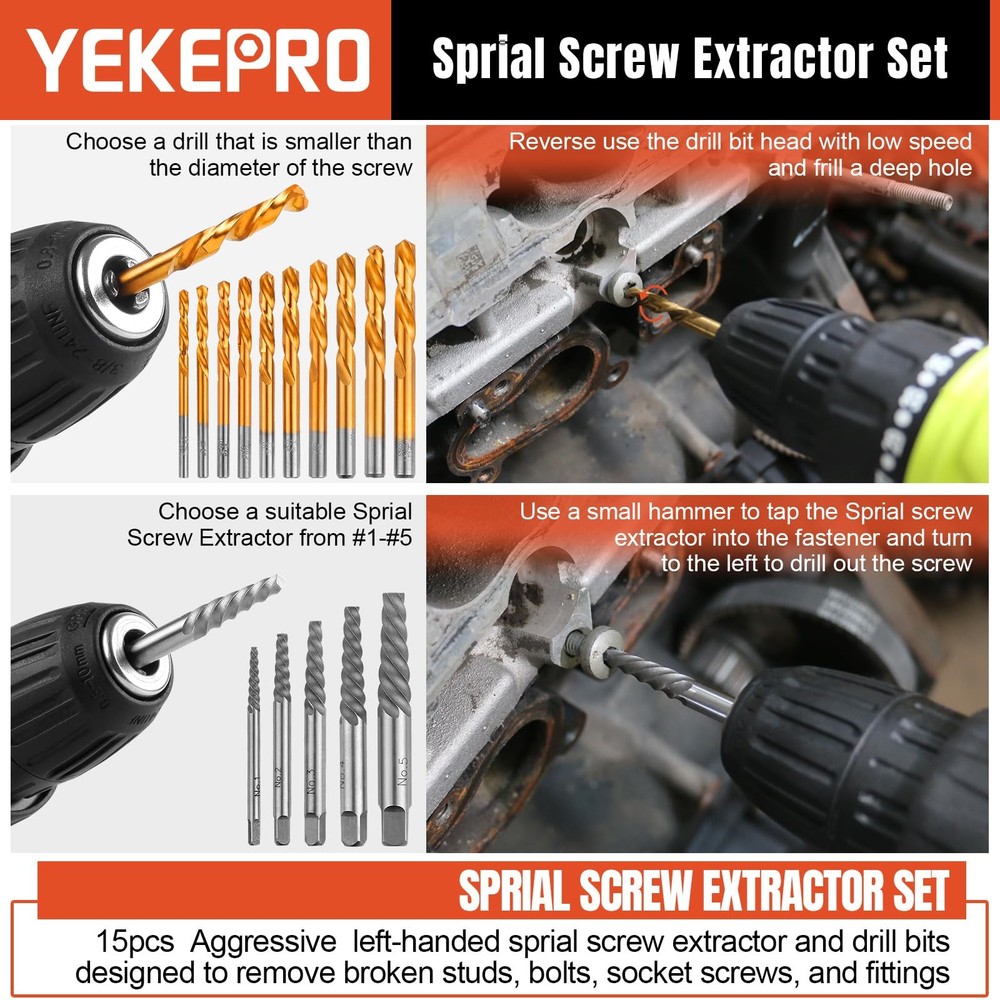 Bolt & Screw Extractor Set Cr-V Steel Removal Tool 40 Pcs