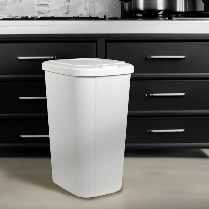 Hefty Kitchen Trash Can, 13.3 Gallon Plastic Touch Top Garbage Bin with Push But