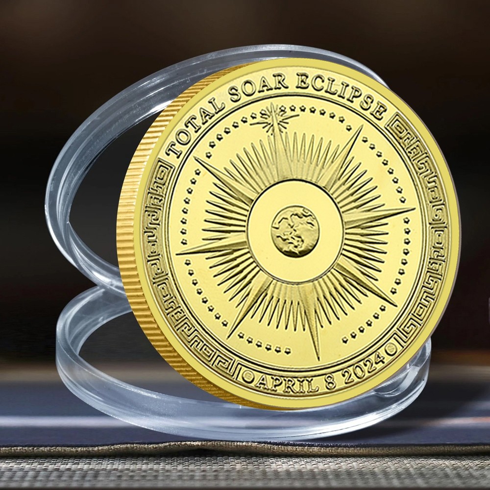 Total Solar Eclipse Gold Plated Coin - Eclipse Event Collectible Coin