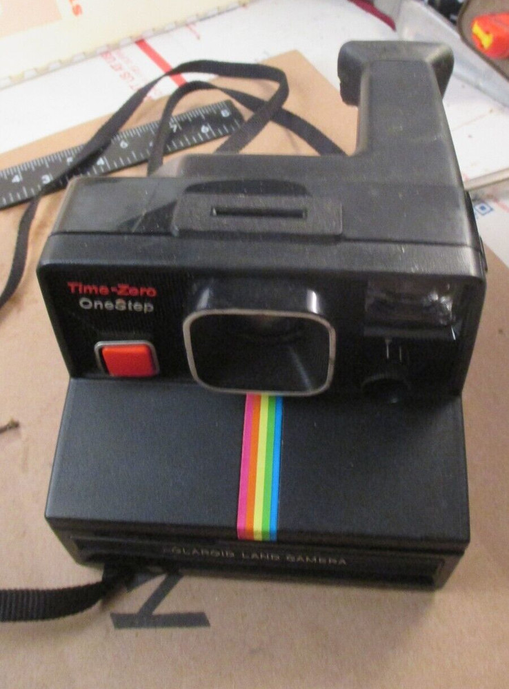 Polaroid  OneStep Time-Zero Black Rainbow Stripe Land Camera