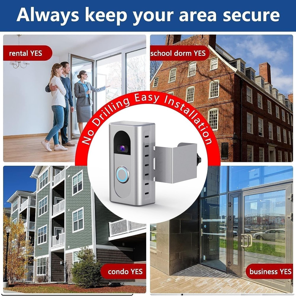 Secure Silver Video Doorbell Mount: Adjustable Bracket for Ultimate Protection