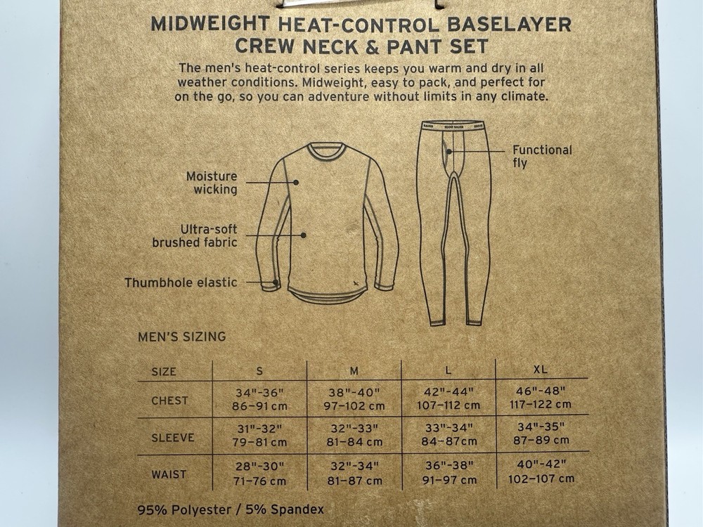 2-Piece Set Eddie Bauer MIDWEIGHT Base Layer Crew / Pant Set Men’s Medium New