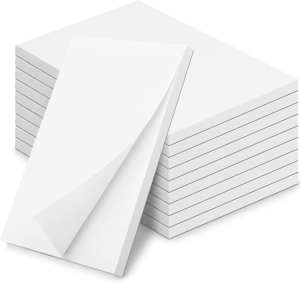 Note Pads 3x5 In, 10 Pack Blank Server Notepad, 50 Sheets inches, White
