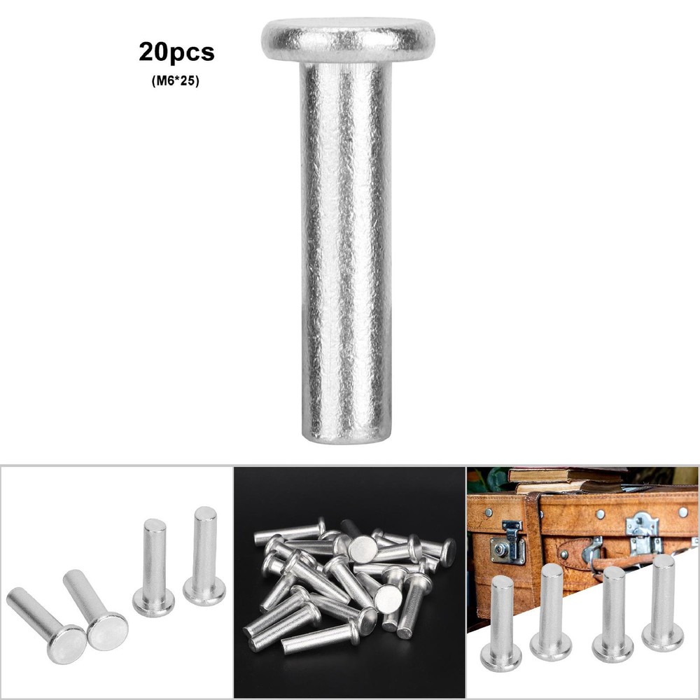20pcs M6x25 Flat Head Aluminum Solid Rivets GB867
