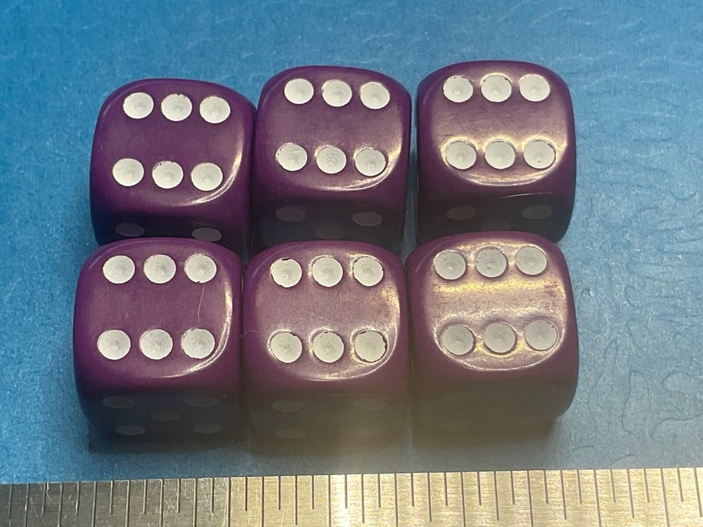 ——6——-PURPLE ROUNDED CORNER DICE ————P—6