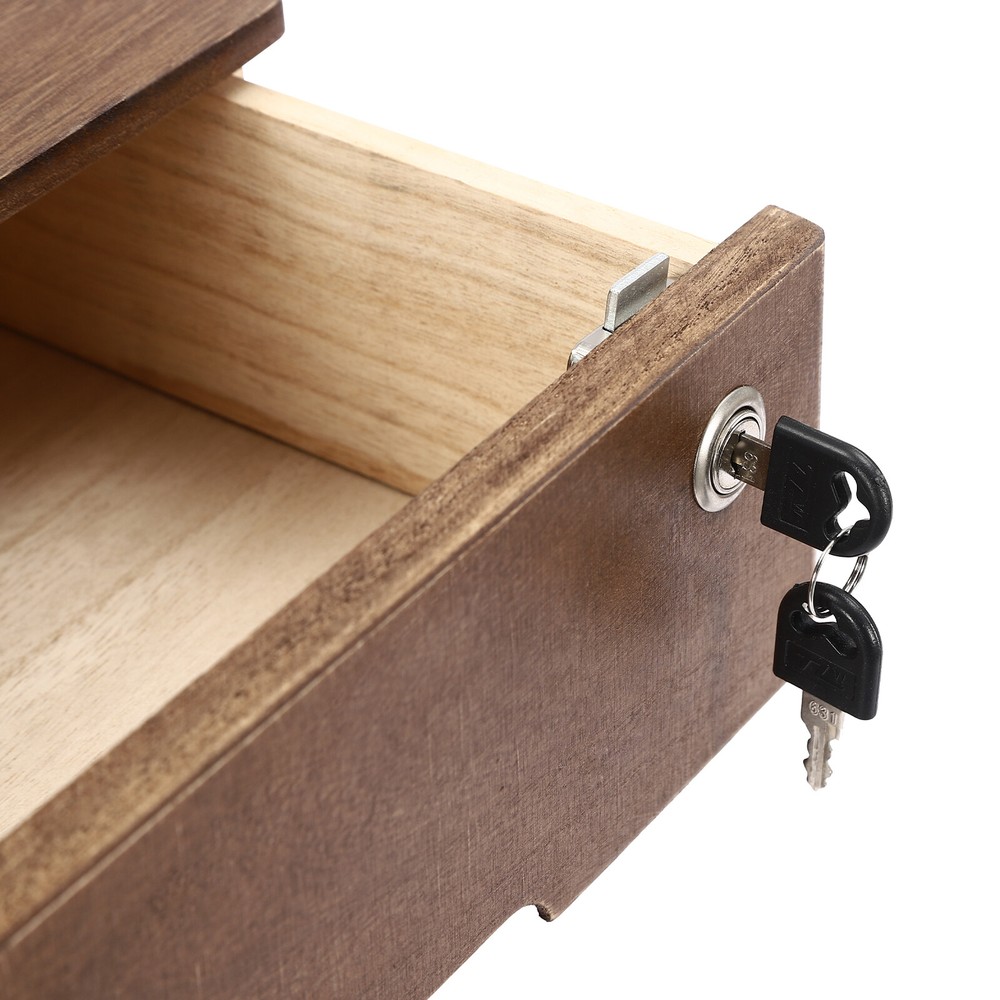 Walnut Desktop Storage Cabinet with 3 Lockable Drawers for Organized Workspaces