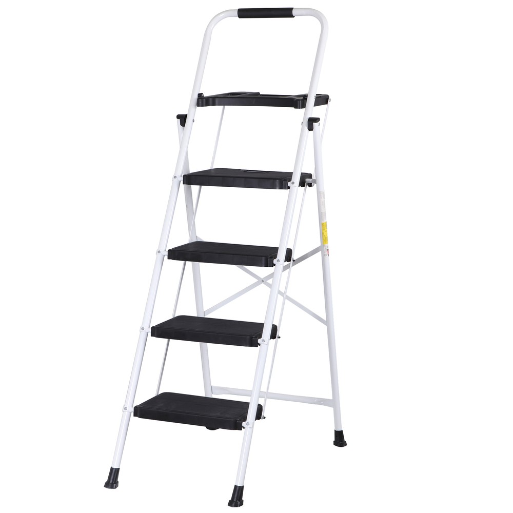 Step Ladder 4 Step Folding Heavy Duty 330 Lbs Load Ladder Folding W/ Work Tray