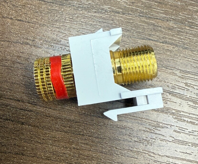 KEYSTONE WHITE SPEAKER WIRE BINDING POST INSERT with RED BAND