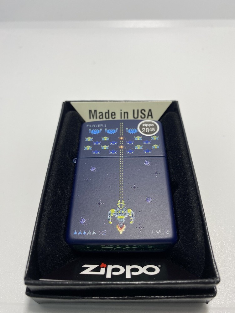 Zippo Pixel Game On A Navy Matte Lighter