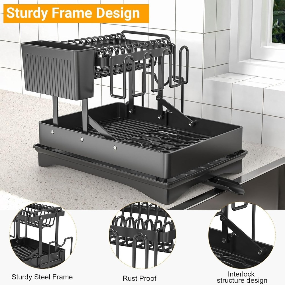 Large Dish Drying Rack,Dish Rack 2 Tier
