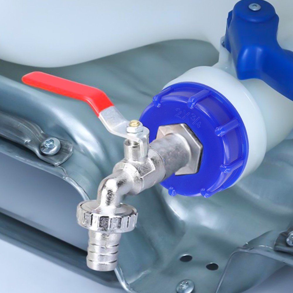 IBC Adapter Cap 60mm Plastic Blue with S60 x 6 Thread for Rain Butt Use