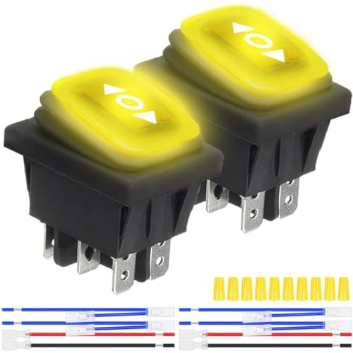 2Pcs Momentary Polarity Reverse Switch Waterproof F.2Pcs Yellow(Momentary)LED