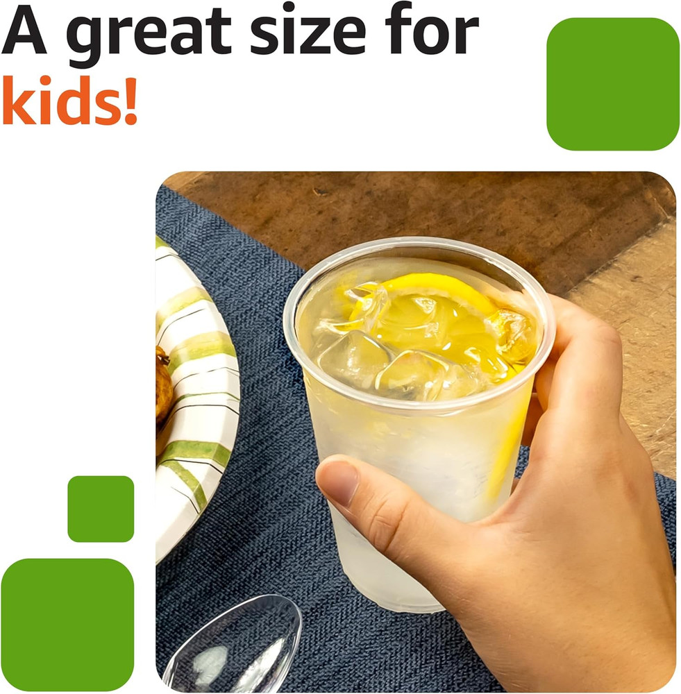 Small Disposable Clear Plastic Cups, 9oz, 100 Count