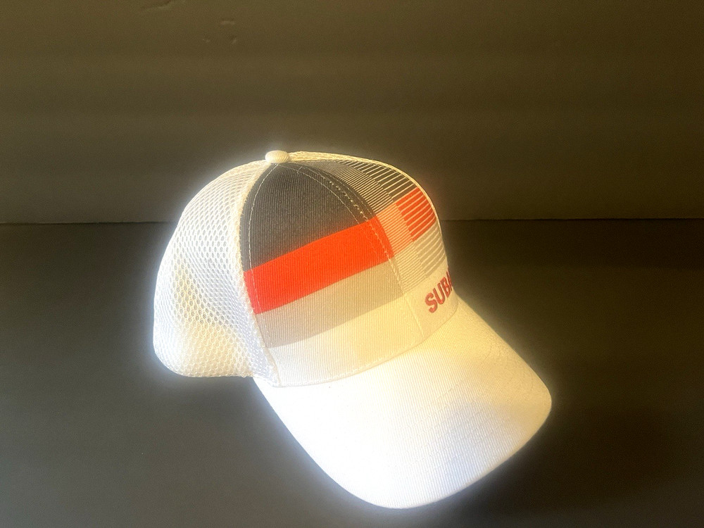 SUBARU Logo Cap Hat White One Size Unisex White Mesh Hook Loop Adjustable
