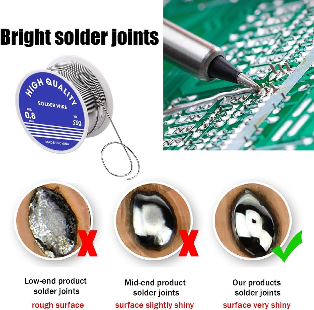 Solder Wire,0.8mm Diameter Rosin Core for Electronic Medium, Silver