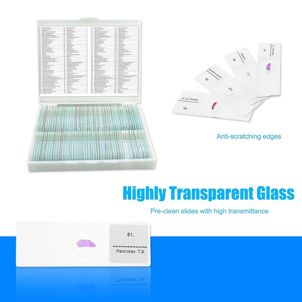 Microscope Slides, 100 Pcs Prepared Microscope Slides with Specimens for Kids...