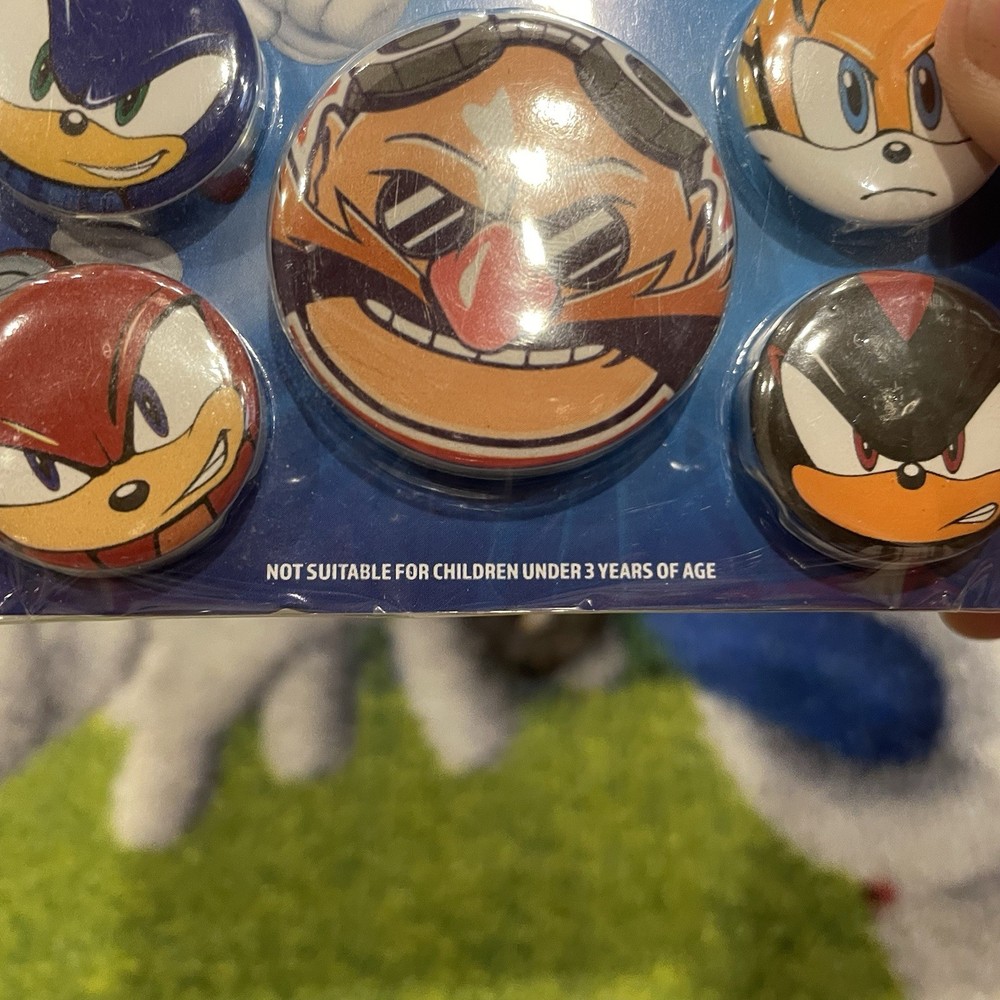 Sonic The Hedgehog Button Badge Pack New Eggman Tails Knuckles Shadow