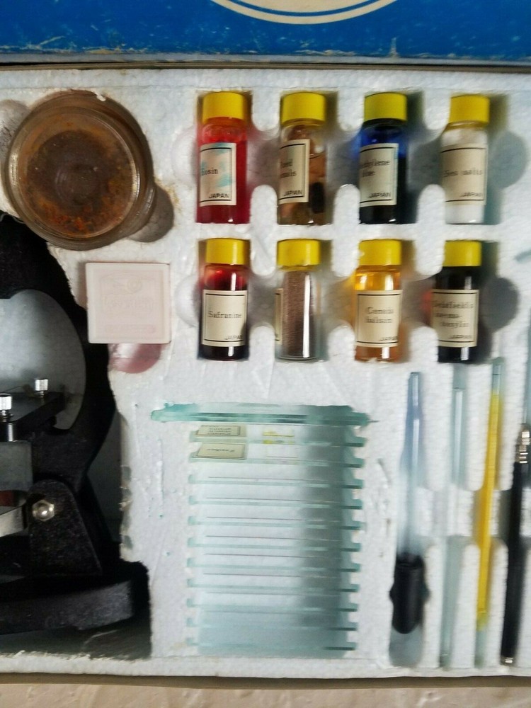 Vintage Stellar Microscope Set 700X Power Made In Japan