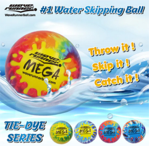 Wave Runner MEGA Ball Tie Dye Series Water Skipping Bouncing Ball 3.5"