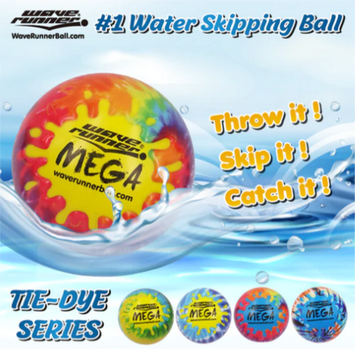 Wave Runner MEGA Ball Tie Dye Series Water Skipping Bouncing Ball 3.5"