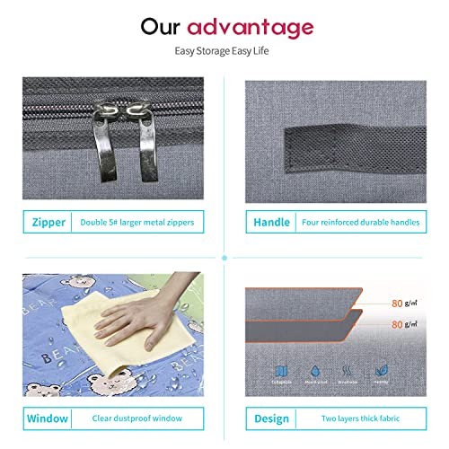 Foldable Underbed Bags 2 Pack - Basic Soft Side Wall - Linen Like Grey