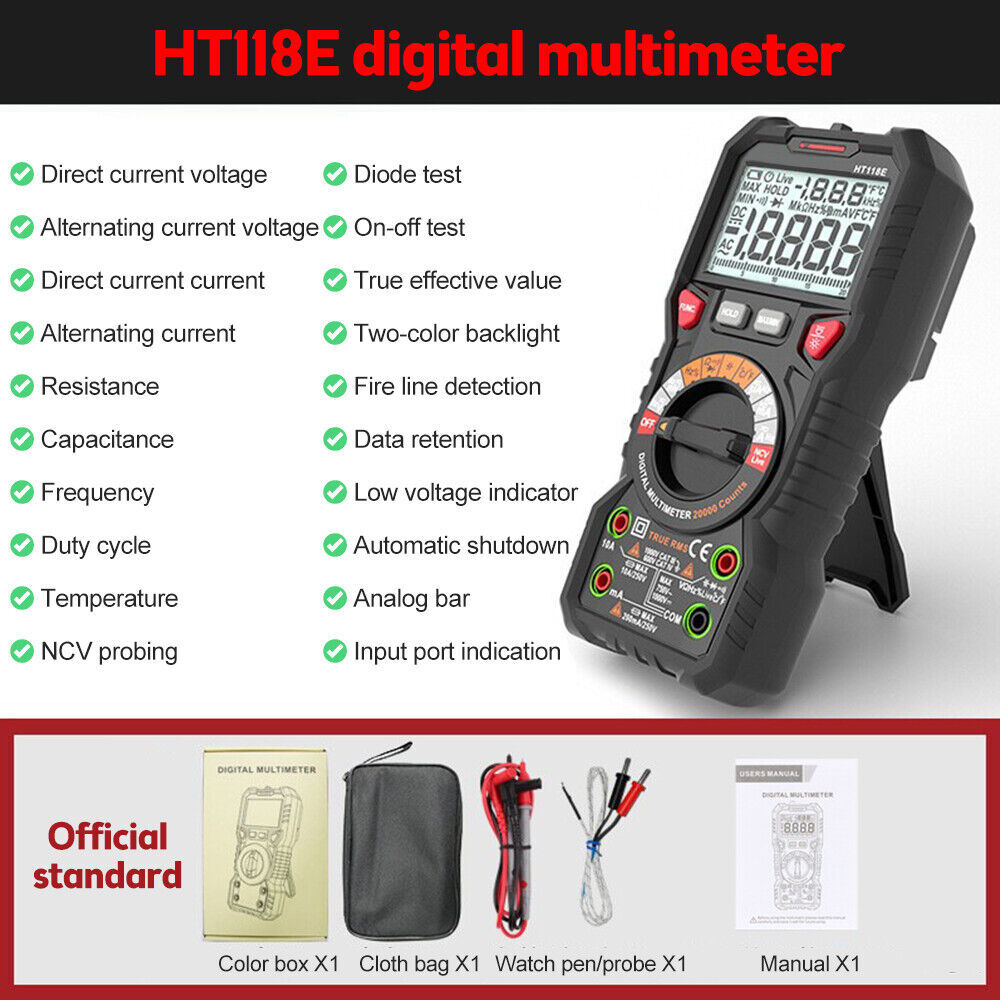 High Precision Digital Multimeter Voltmeter AC DC Ammeter Ohmmeter Meter Tester