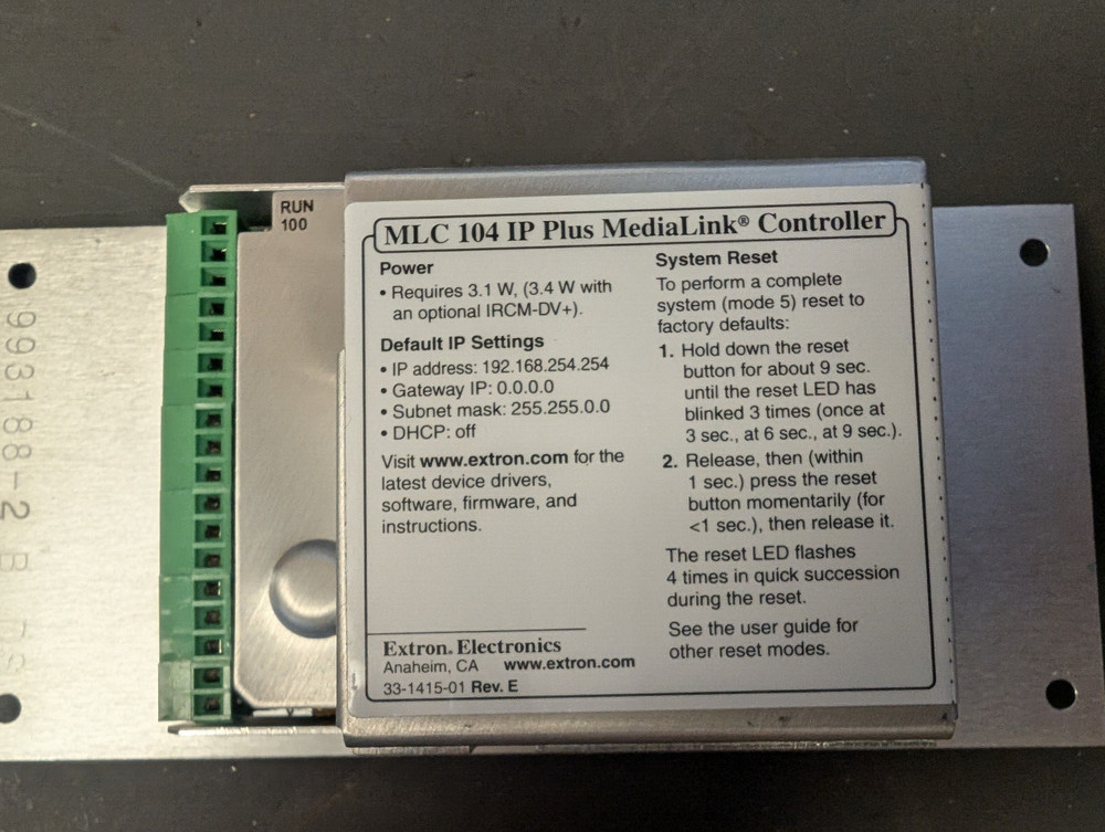 Extron MLC 104 IP Plus L, 60-818-32, Black, MediaLink Controller, Control Panel