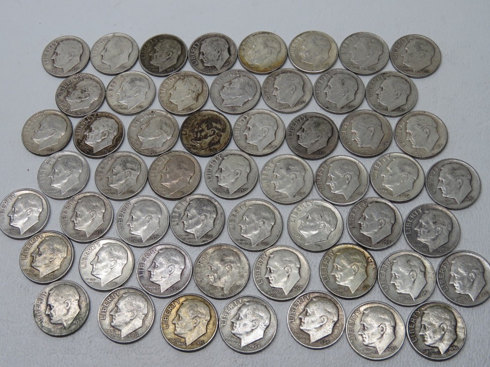 1960's Silver Dimes - 54 Count, 85.70 dwt