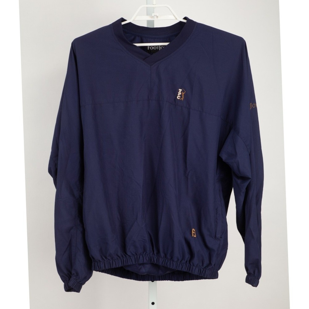 FootJoy Windbreaker Pullover Mens Large Navy Blue V-Neck TPC Golf Jacket