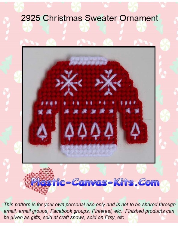 Christmas Sweater Ornament- Plastic Canvas Pattern or Kit