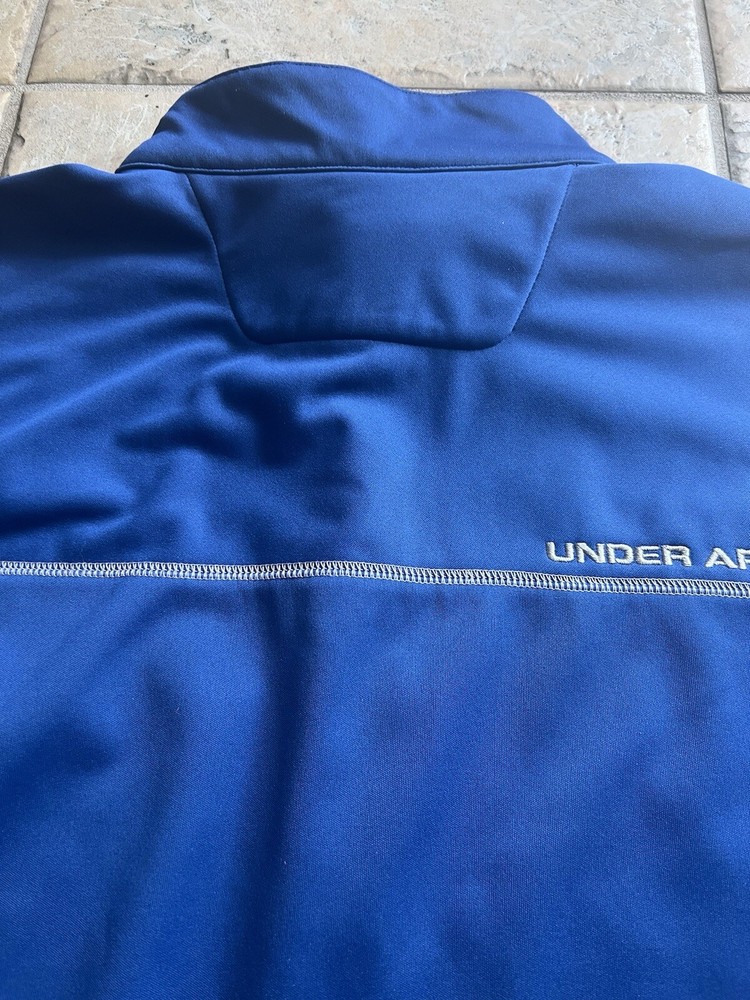 Under Armour Jacket Mens XL Blue Windbreaker Fleece 1/4 Zip Pullover Polyester