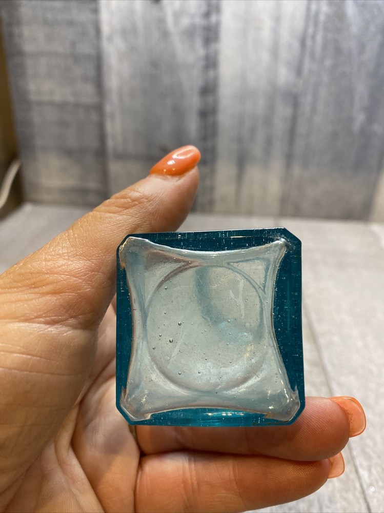 Vintage 5” light blue glass bottle