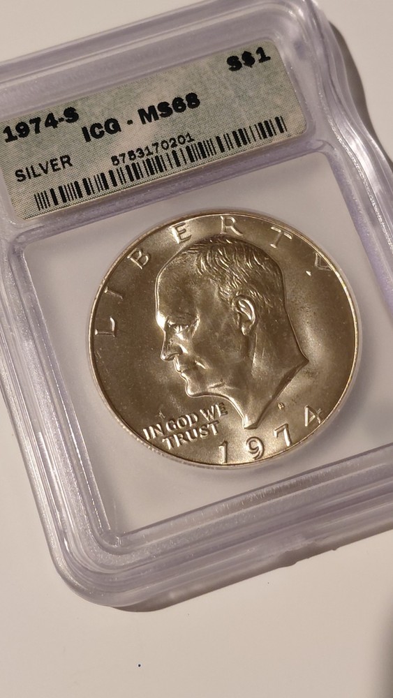 1974-S $1 Eisenhower Ike Silver MS68 ICG Graded Mint State