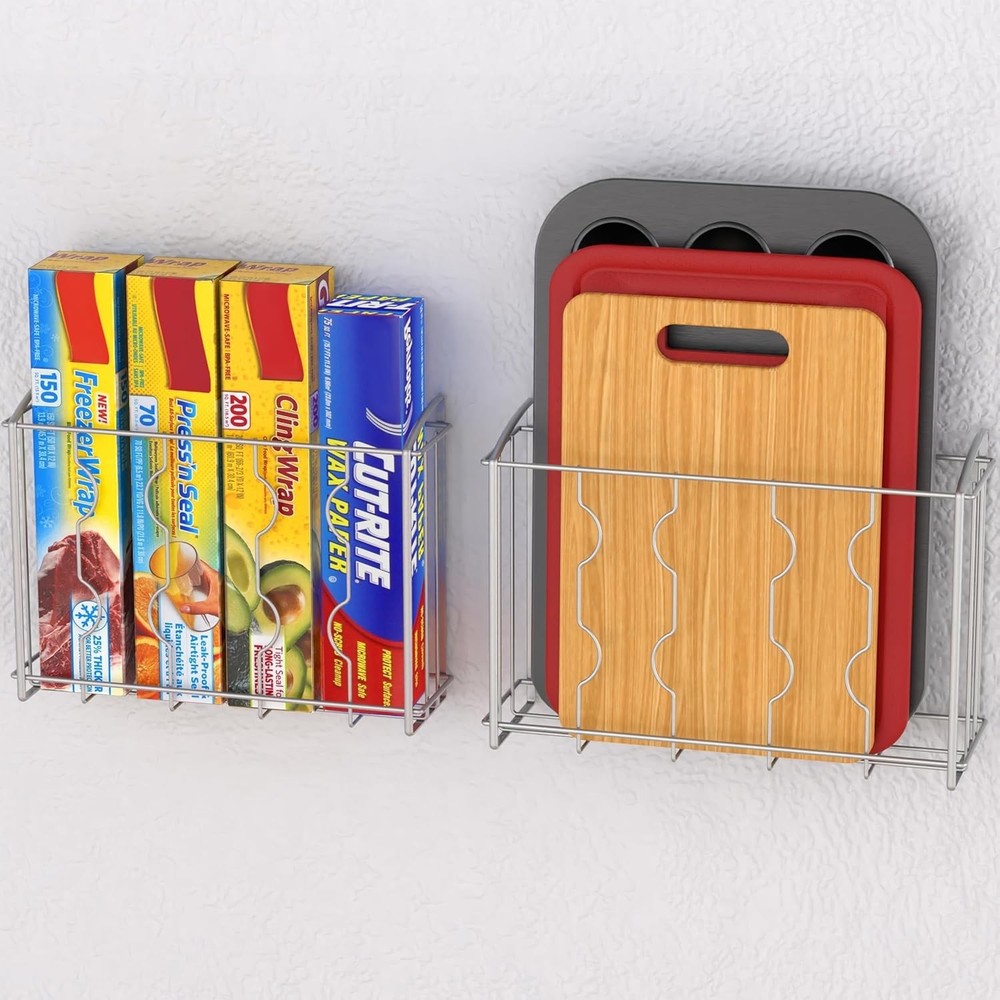 Versatile Over Cabinet Storage Holders - Lightweight & Stylish Silver Design