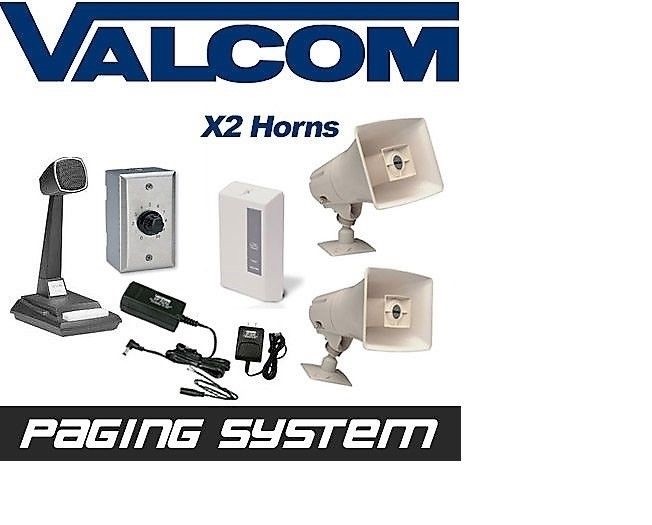 Valcom 2 Horn Speaker Paging PA System Kit Intercom (Industrial Grade)