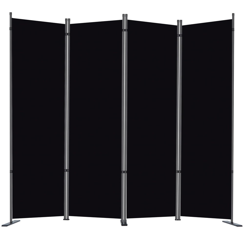 RANTILA 4 Panel Room Divider, 6 FT Folding Privacy 22" - 4 Panel, Black
