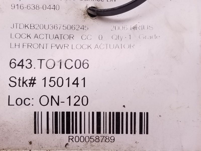 2006 TOYOTA PRIUS DRIVER SIDE FRONT DOOR LOCK ACTUATOR ASSEMBLY