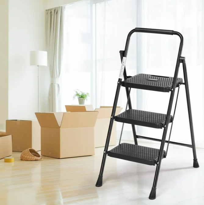 3 Step Ladder, Step Stool for Adults,3 Step Ladder Folding Step Stool