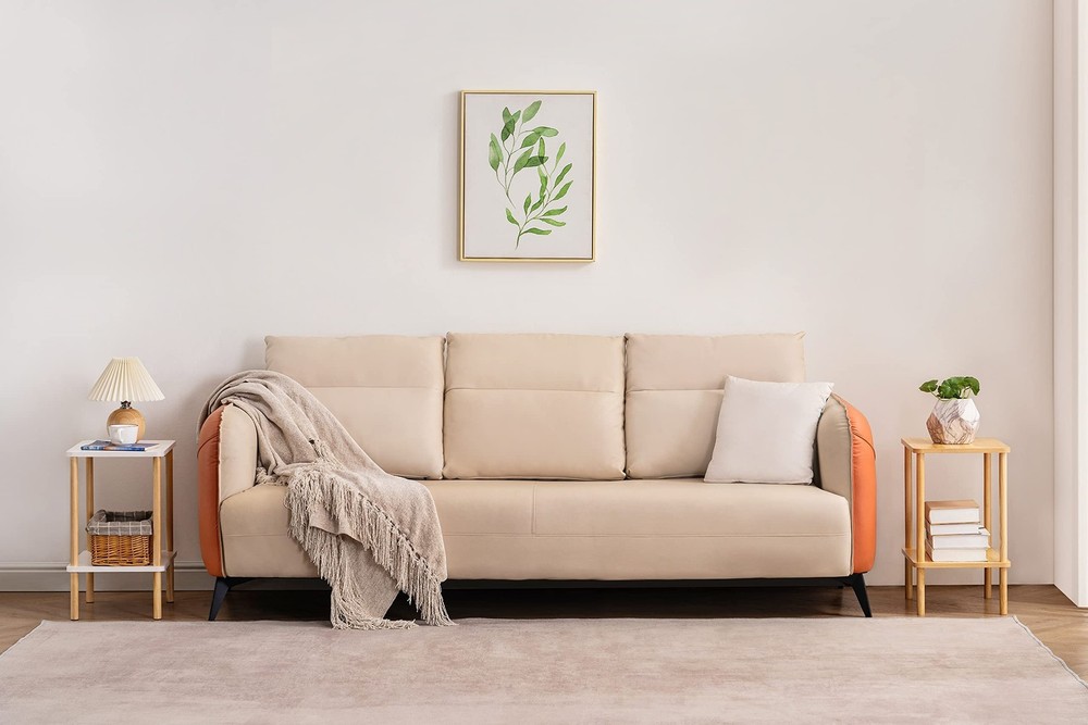 Apicizon 2 Tier End Table, Small Side Table with Solid Wood Legs, Boho Bedsid...