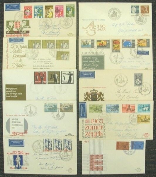 NETHERLANDS 1964/5 FDC’s (x10) (ID:383/D49925)