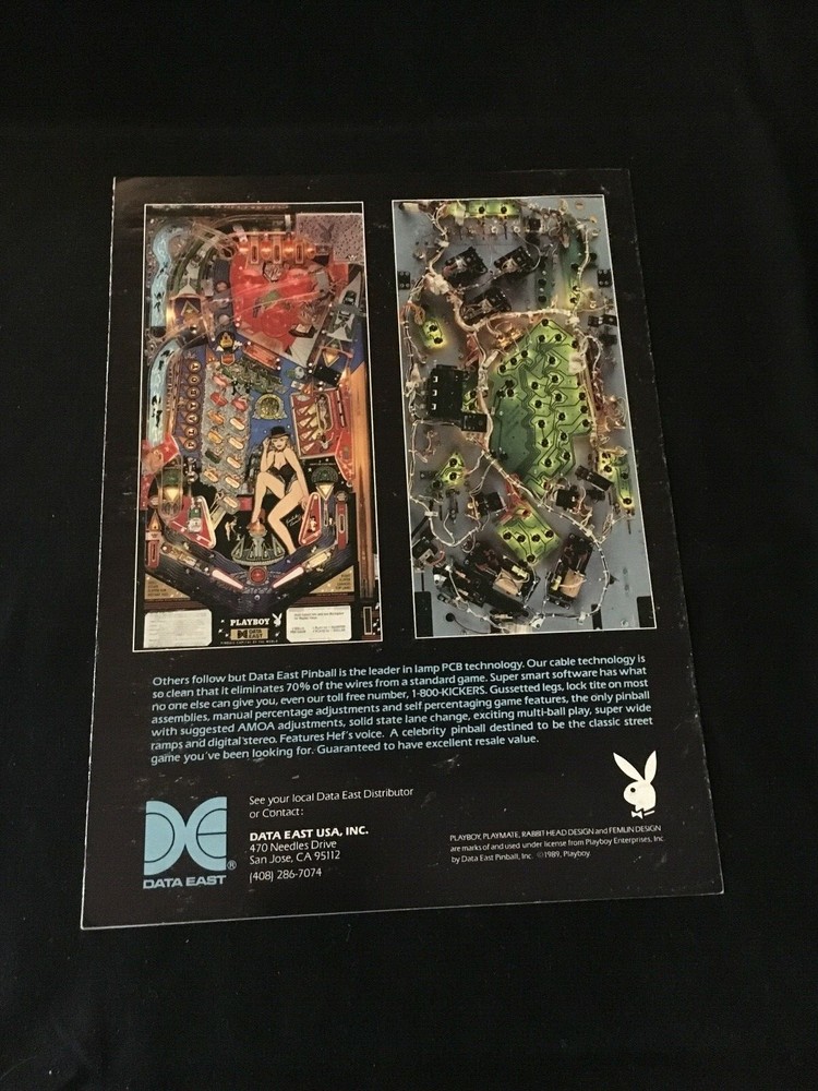 Data East Playboy Pinball Game Flyer, 1989 NOS