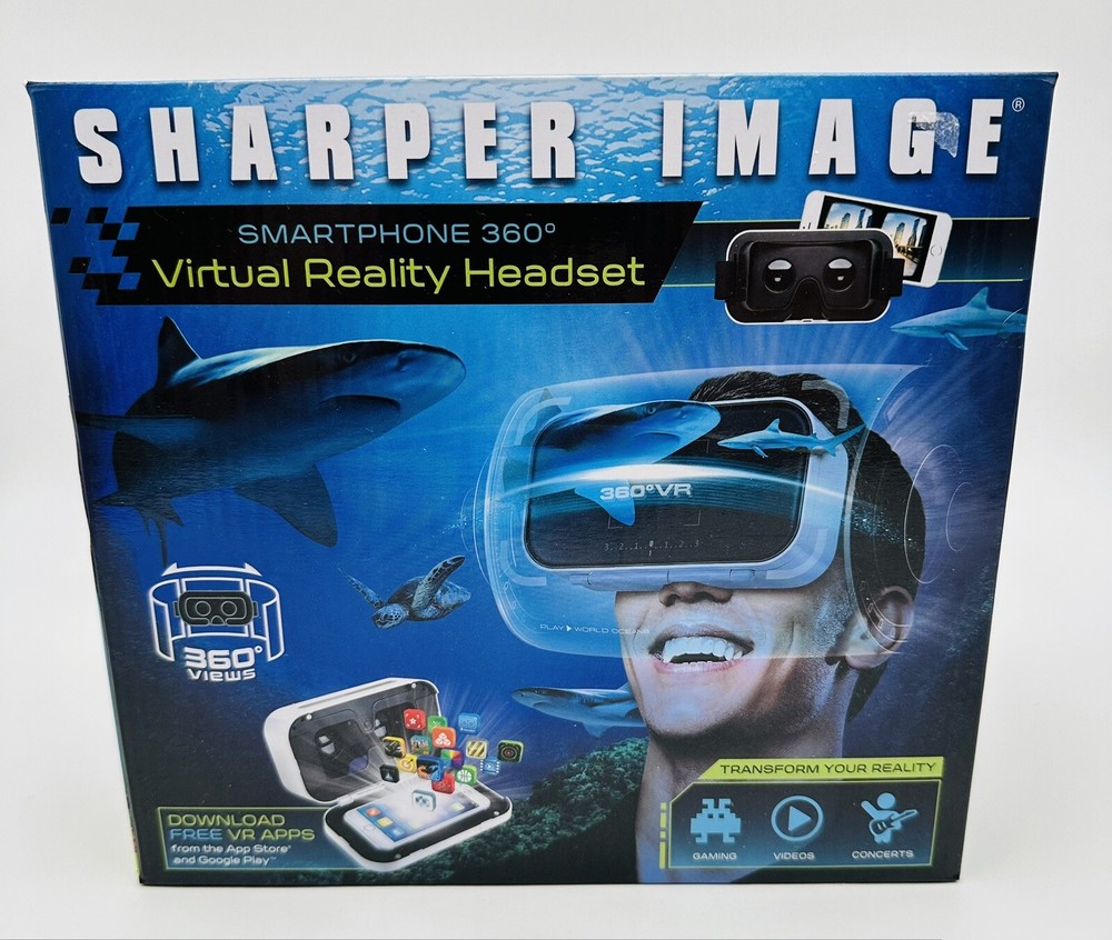 New Virtual Reality Headset Sharper Image Smartphone 360 Degree Views