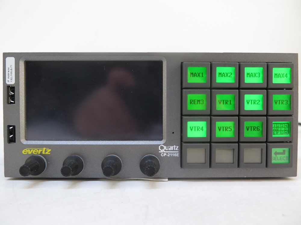Evertz CP-2116E-H Advanced System Control Panel Touchscreen LCD & 16 LCD Buttons