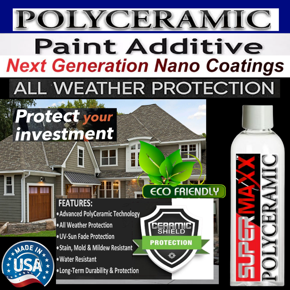 LATEX HOUSE PAINT ADDITIVE PROVIDES LONG TERM POLYCERAMIC PROTECTION "DURABILITY