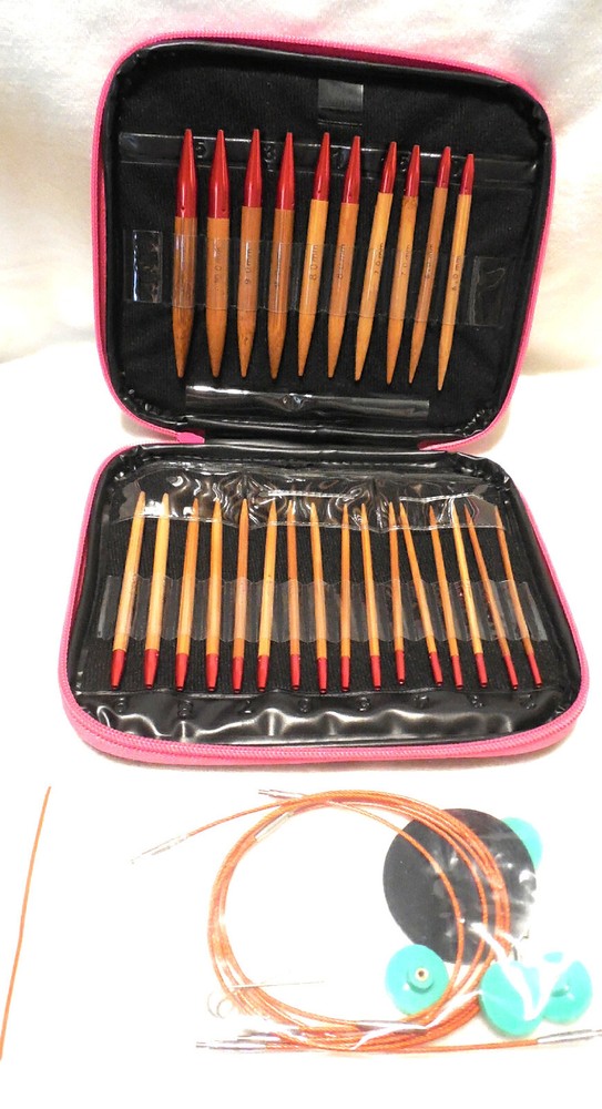 Knitting Case Organizer Portable Hooks Storage Zipper 13 diff Sized Bamboo Light