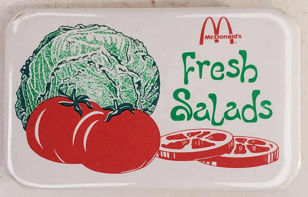 Vintage McDonalds Fresh Salads Employee Rectangular Pinback Button