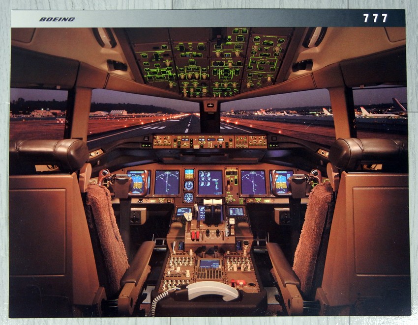 1996 Original Boeing 777 Flight Deck Cockpit Instruction Leaflet Flyer 8.5x11"